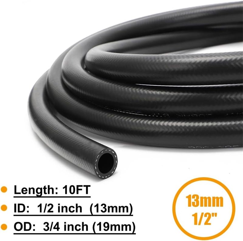 CHOIMOON 1/2 Fuel Line 300PSI R9 High Pressure Hose 13mm NBR Transmission Cooler Hose For Cooling, Steam Emission,Fuel System 20 FT - Image 2